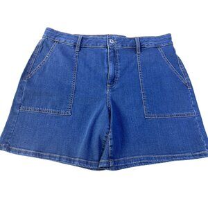 Style&Co Size 16 Mid Rise Denim Utility Shorts Blue Casual